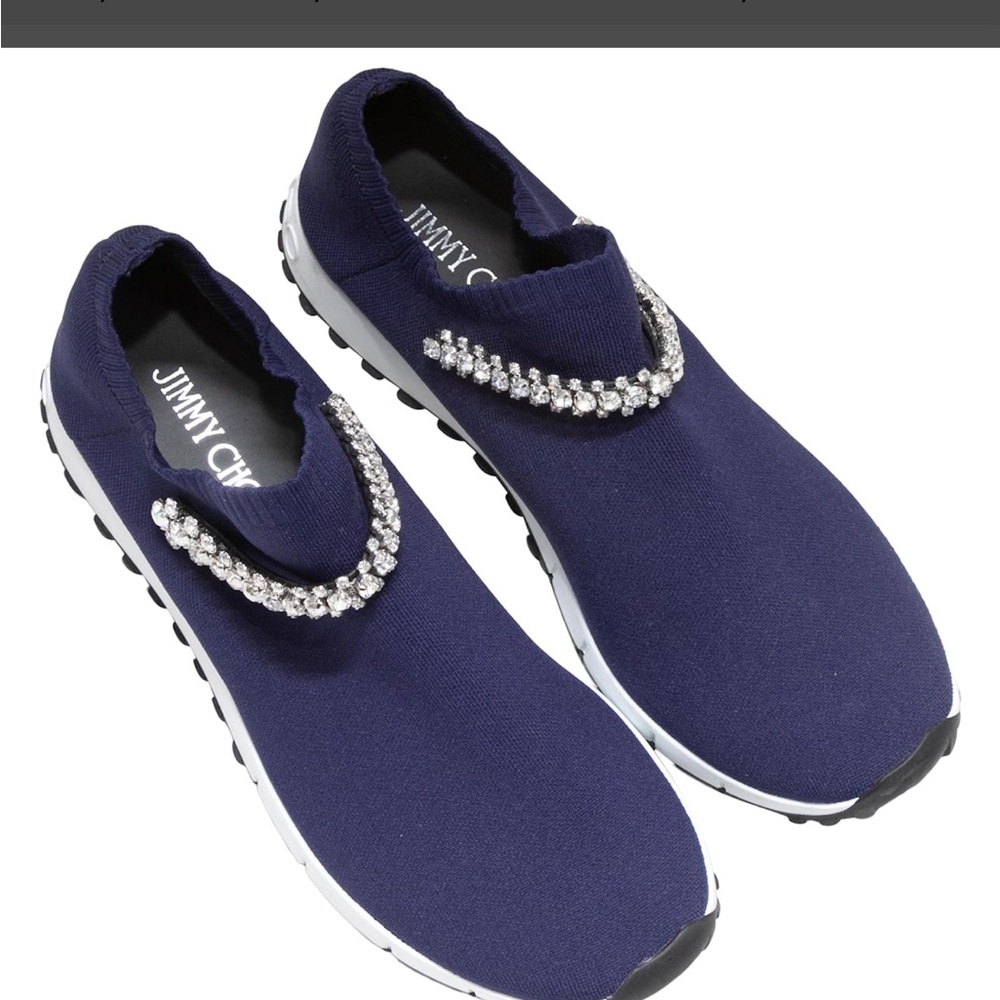 Jimmy Choo Blue Embellished Slip-On Sneakers